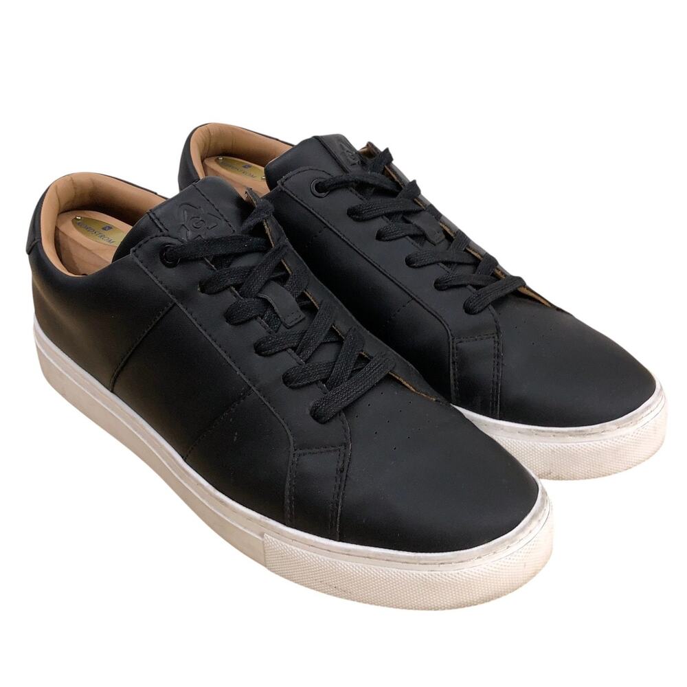 Greats Shoes Mens 12 Black Leather Low Top Sneakers White Sole Casual